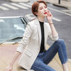 Woman Beige Black Plaid Blazer Coat For Spring Autumn Winter Female Outwear Casual Single Button Jackets