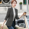 Woman Beige Black Plaid Blazer Coat For Spring Autumn Winter Female Outwear Casual Single Button Jackets