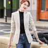 Woman Beige Black Plaid Blazer Coat For Spring Autumn Winter Female Outwear Casual Single Button Jackets