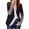 Fashion Woman Casual Patchwork Blazer  Slim Long Sleeve Jacket Sequins Tops Short Cardigan Coat