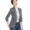 Woman Slim Yellow Black Plaid Blazer  Female Autumn Winter Outwear Casual Single Button Jackets Coat