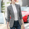 Woman Slim Yellow Black Plaid Blazer  Female Autumn Winter Outwear Casual Single Button Jackets Coat Traje