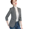 Woman Slim Yellow Black Plaid Blazer  Female Autumn Winter Outwear Casual Single Button Jackets Coat Traje