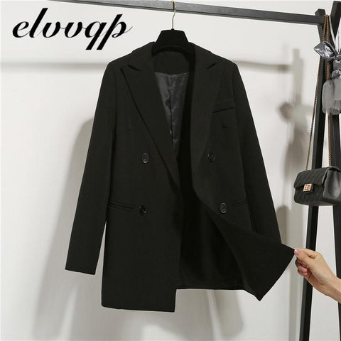Women Black Blazer Elegant Long Sleeve Korea Female Blazer Office Work Ladies  Autumn Outerwear