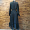 Women Black Dress Long Sleeve Ruffle A Line High Waisted Female Korean One Piece Sweet Office Lady Spring Maxi Dress