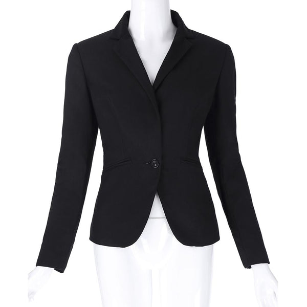 Fashion Women Blazer Coat Black Casual Womens Basic Jacket Coats Long Sleeve One Button Suit Ladies Blazers Work Wear Feminino