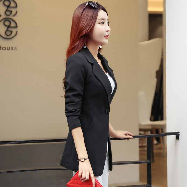 Fashion Women Blazers And Jackets 2022 Spring Autumn Mid-Long Blaser Coat Female Red Black Pink Ladies Blazer Mujer