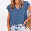 Women Blouse Summer Ruffled Chiffon Shirt Short Sleeve Office Ladies Elegant Tops Casual V Neck String Blouse Shirt