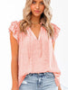 Women Blouse Summer Ruffled Chiffon Shirt Short Sleeve Office Ladies Elegant Tops Casual V Neck String Blouse Shirt