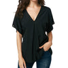 Fashion Women Blouse V Neck Short Slit Sleeve Sexy Tops Ladies Casual Solid Shirt 2022 New Simple Design Women Blouse tops