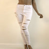 Fashion Women Casual Denim Hole Skinny Ripped Pants High Waist Stretch Jeans Long Pencil Trousers