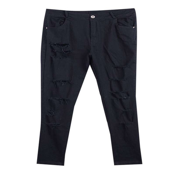 Fashion Women Casual Denim Hole Skinny Ripped Pants High Waist Stretch Jeans Long Pencil Trousers
