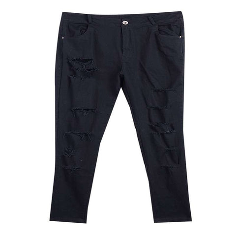 Fashion Women Casual Denim Hole Skinny Ripped Pants High Waist Stretch Jeans Long Pencil Trousers