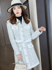 Women Casual Skirt Suit Female Black White Long Sleeve Two Piece Set for Office Ladies Work Wear
