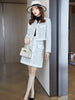 Women Casual Skirt Suit Female Black White Long Sleeve Two Piece Set for Office Ladies Work Wear