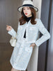 Women Casual Skirt Suit Female Black White Long Sleeve Two Piece Set for Office Ladies Work Wear