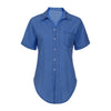 Fashion Women Casual Soft Denim Shirt Tops Blue Jean Button Short Sleeve Turn-down Collar Jacket summer tops for women 2022