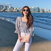 Women Chiffon Blouses 2023 Vintage Square Collar Female Shirt Ruffles Flare Sleeve Elegant Blusas Femininas