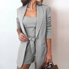 Women Clothing Blazer Sexy Slash Neck Office Long Sleeve Suit Coat+Skirt Set Pink Blazer