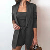 Women Clothing Blazer Sexy Slash Neck Office Long Sleeve Suit Coat+Skirt Set Pink Blazer