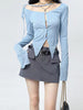 Women Crop Blazer Skirt Suits With Blouse Girl Skirts Korea Short Skirt Blouse Blazer Y2k Ladies 3 Pieces Set