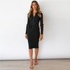 Women Dress Autumn Long Sleeve Midi Dress For Women Vocation Style Bandage Sweater Dress Elegant Sexy Dress Solid