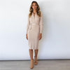 Women Dress Autumn Long Sleeve Midi Dress For Women Vocation Style Bandage Sweater Dress Elegant Sexy Dress Solid