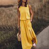 Women Elegant Boho Dress Sexy Summer Sleeveless O-neck Solid Fork Open Dress Split Long Tank Loose Sundress 2022 Female