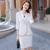 Women Formal Suit 2022 Summer White Temperament Half Sleeve Blazer and Skirt Office Ladies Business Work Wear