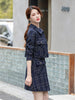 Women Girl Skirt Suit Blue White Casual Short Single Breasted Plaid Blazer Jacket Two Piece Set skirt suit