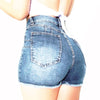 Women High Waist Scratched Shorts Jeans Girls Ladies Denim Shorts Sexy Casual Push Up Skinny Short Pants Trousers