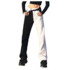 Women Jeans All-Match Patchwork Pants ontrast Stitching Streetwear Casual Straight-Leg Jeans Black and White Jean Femme
