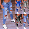 Women Jeans Low Waist Hip Lift Ripped Holes Skinny Denim Pencil Pants Trousers Ripped Stretch Hole Pencil Pant Plus Size