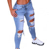 Women Jeans Low Waist Hip Lift Ripped Holes Skinny Denim Pencil Pants Trousers Ripped Stretch Hole Pencil Pant Plus Size