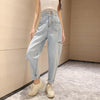Women Jeans Pants Leisure Loose Streetwear Vintage Blue High Waist Harajuku Hole Straight Pants Ripped Denim Clothing