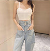Women Jeans Pants Leisure Loose Streetwear Vintage Blue High Waist Harajuku Hole Straight Pants Ripped Denim Clothing