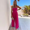 Women Jumpsuits Summer Spaghetti Straps Rompers Casual Playsuits Solid Wide Leg Pants Ladies Elegant Jumpsuit With Belt