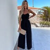 Women Jumpsuits Summer Spaghetti Straps Rompers Casual Playsuits Solid Wide Leg Pants Ladies Elegant Jumpsuit With Belt