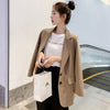 Women Korean Style Casual Streetwear Vintage Long Sleeve Single Breasted Elegant Pocket Coat Loose Suit Jacket Outerwear