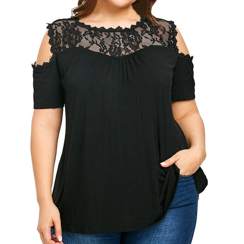 Women Ladies Loose Blouse Summer O-neck Casual Shirts Tops Clothing Plus Size Cold Shoulder Strapless Casual Soft Cloth