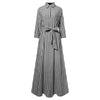 Women Lapel Neck Striped Dress ZANZEA Autumn Long Sleeve Buttons Maxi Long Dress Elegant Shirt Vestidos Femme Sundress