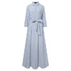 Women Lapel Neck Striped Dress ZANZEA Autumn Long Sleeve Buttons Maxi Long Dress Elegant Shirt Vestidos Femme Sundress