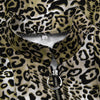 Women Leopard Print Coats Jackets Autumn Stand Collar Zipper Ruffle Long Sleeve Jacket Casual Blazer Cardigan Outerwear