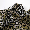 Women Leopard Print Coats Jackets Autumn Stand Collar Zipper Ruffle Long Sleeve Jacket Casual Blazer Cardigan Outerwear