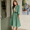 Women Office Lady Vintage Single-breasted Long Sleeve Short Blazer Coat Suit Jacket High Waist A-Line Skirt 2 Pieces Set