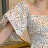 Women Playsuit Short Puff Sleeve Waist Tight Off Shoulder Floral Print Jumpsuit Romper Office Summer Shorts monos mujer