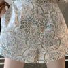 Women Playsuit Short Puff Sleeve Waist Tight Off Shoulder Floral Print Jumpsuit Romper Office Summer Shorts monos mujer