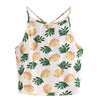Fashion Women Sexy Halter Backless Crop Camis Pineapple Print Summer Short Tops Camis Cropped Feminino Sleeveless Camis DP902700