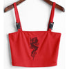 Fashion Women Sexy Hot Summer Buckle Vest Boob Tube Crop Top Bralet Sheer Dragon Embroidery Stylish Cami Tank Top