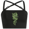Fashion Women Sexy Hot Summer Buckle Vest Boob Tube Crop Top Bralet Sheer Dragon Embroidery Stylish Cami Tank Top